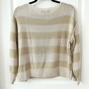 LOFT Tan Stripe Sweater Sz Small thumbnail 2