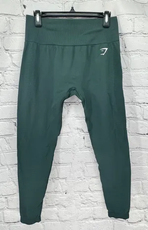 Gym Shark Vital Leggings Women's L Green High Waisted Seamless Sculpting thumbnail 1