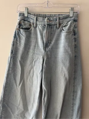 American Eagle Strigid Curvy Super High-Rise‎ Baggy Straight Leg Jeans Size 0 thumbnail 4