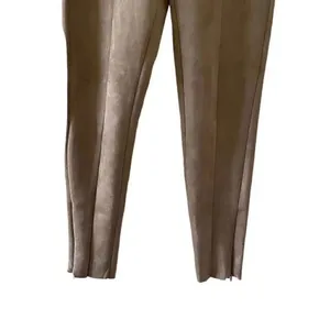 ZARA Faux Suede Legging Trouser Medium Camel Brown Seamed Ankle-Zip SZ M #1128 thumbnail 5