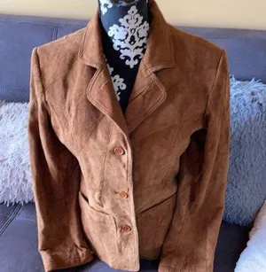 JUICY LUCY Tan/Brown Leather Suede Jacket Size M thumbnail 1