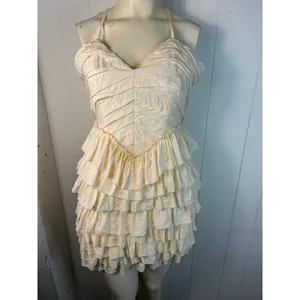 Lucy Paris Antique White Ruffle Coquette Cottagecore Romantic Mini Dress Size S thumbnail 2