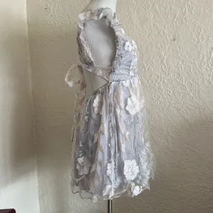 Lucy in the Sky Sheer Embroidered Floral Deep V Babydoll Dress XS thumbnail 7