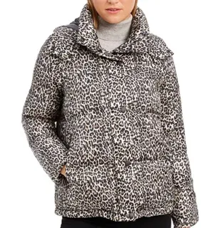 BCBGeneration Leopard-Print Hooded Puffer Coat NEW thumbnail 3