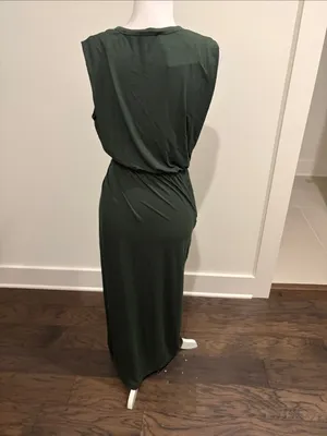 New With Tags Elan Front Slit Dark Green Midi Dress Sz S thumbnail 7