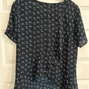 Loft Leaf Print Blouse Navy White Size S thumbnail 7