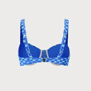 BERLOOK Blue Plaid Jacquard Underwire Bikini Top ONLY 49 thumbnail 7