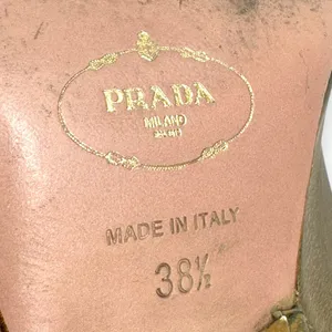 PRADA | US 8.5 / IT 38.5 | Metallic Gold Leather Peep-Toe Slingback Pumps thumbnail 2
