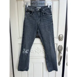 Zara‎ Straight Leg Jeans Distressed Black Wash Denim Casual Size 2 thumbnail 3
