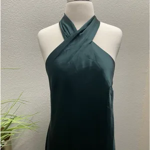 NWT Lovely LB025 twist halter lux charmeuse maxi Dress Evergreen Sz XL $231‎ thumbnail 5