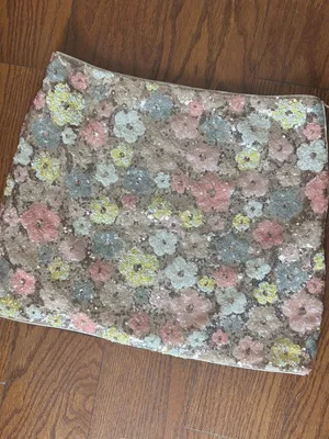 Sequin Floral Gold and Pastel Hippie Mini Skirt Size XS Date Night Going Out \ thumbnail 11
