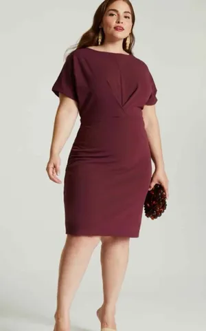 Halogen Cutout Sheath Knee Length Business Casual Dress Size XXL Burgundy thumbnail 1