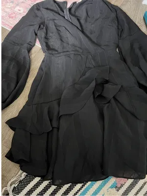 Saints + secret Ruffled Long-Sleeve Wrap Mini Dress - Black thumbnail 4