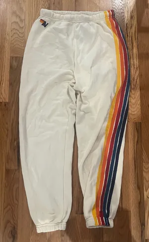 Aviator Nation Vintage White 5 Stripe Sweatpants thumbnail 1