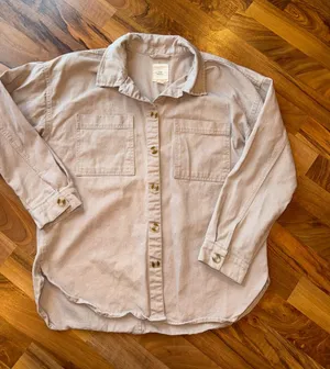 Thread Supply Button Up Shirt Womens Medium‎ Tan Long Sleeve Casual Style Spring thumbnail 1