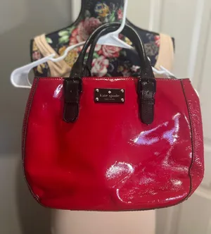 Kate Spade Red Patent Leather Satchel Handbag CA57710 Sylvie Tote Bag No Strap thumbnail 1