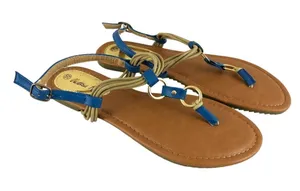 Victoria K Womens Sandals Thong Ankle Strap Faux Leather Blue Size 10 thumbnail 1