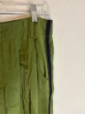 Anthropologie Womens Moss Green Diandra Pleated Side Stripe Jogger Pants Size 2 thumbnail 4