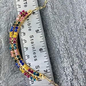 Anna & Ava Multicolor Crystal Fashion Curved Bar‎ Necklace Gold NWT thumbnail 10