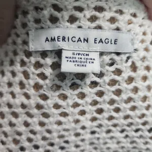 American Eagle Sweater Womens Size S Off-White Tie Front Open Knit Bohemian‎ thumbnail 5