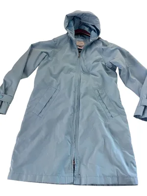 L.L.Bean Women’s XS Light Blue Hooded Rain Jacket Long Waterproof Windbreaker thumbnail 1