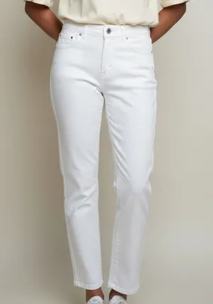 Zara Straight Leg High Rise Stretch Casual Ankle Cropped Denim Jean Zip 36 White thumbnail 1