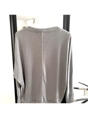 Jane and Delancey Gray V-Neck Long Sleeve Shirt thumbnail 2