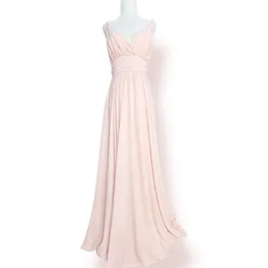 Lulus Baby‎ Pink Maxi Dress Pleated V Neck Strappy Formal Small Elegant Flowy thumbnail 2