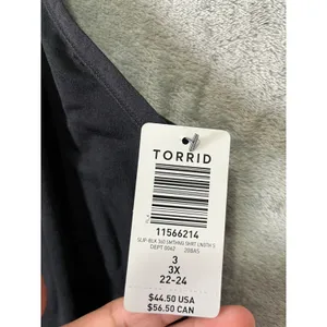 Torrid Seamless 360 Smoothing Slip Shirt Length 3X Black Adjustable‎ Straps New thumbnail 4