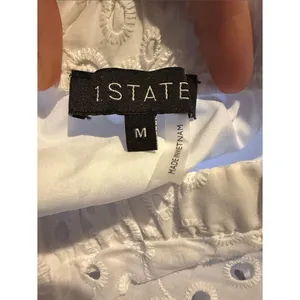 1.State NWT White Eyelet Puff Sleeve Square Neck Crop Delicate Blouse Top SZ M thumbnail 3