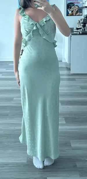 Macy's Green Floral Midi Dress thumbnail 1
