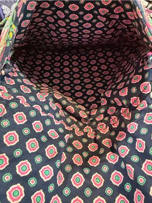 Vera Bradley Navy Quilted Paisley Shoulder Bag with Pink & Green Accents​ thumbnail 7