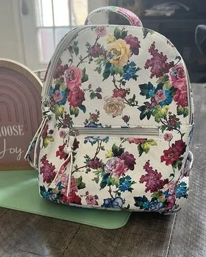Floral Women's Backpack NWT | This Is the Prettiest Backpack Ever! White thumbnail 1