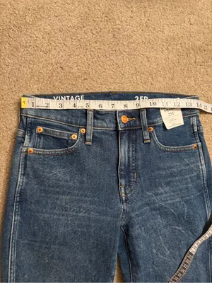J. Crew women’s vintage slim straight blue jeans denim size 25P petite NWT thumbnail 11