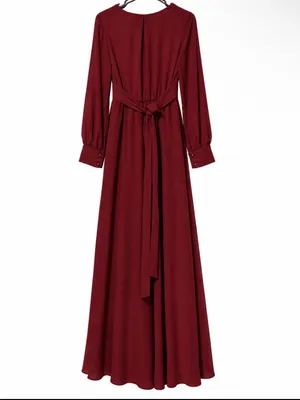 Baltic Born Lydia Burgundy Criss Cross Top Maxi Dress With Tie Sash Waist thumbnail 3