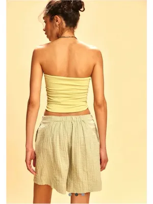 Free People Waffle Knit Sage Green Tie‎ Shorts Size XS thumbnail 3