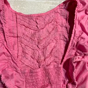Altar'd State Pink Ruffled Crop Top thumbnail 4