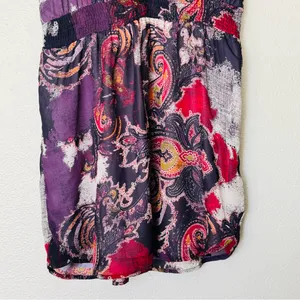 Free People Falling for Georgette Paisley Purple Sleeveless Mini Dress Size Med thumbnail 6