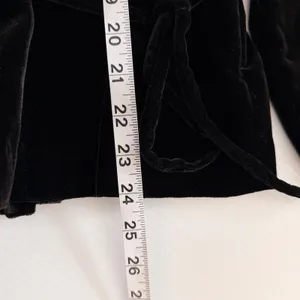 J. Crew Black Velvet Faux‎ Wrap Long Sleeve Tie Waist Blouse Size 10 thumbnail 6