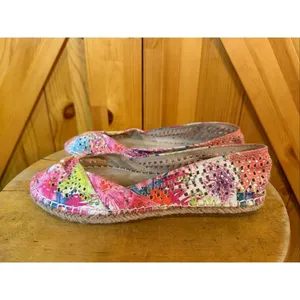 Gianni Bini Floral Multicolored Jeweled Espadrilles Size 6M thumbnail 3