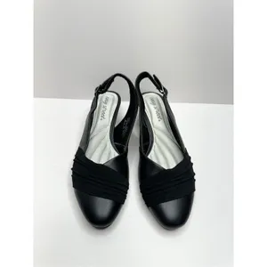 Easy Street Black Slingback Pumps Pleated Low‎ Block Heel Shoes 6.5 thumbnail 5