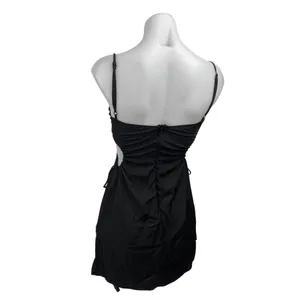 Princess Polly Black Lace Trim Ruched Cutout Sleeveless Cami Mini Tank Dress 2 thumbnail 3