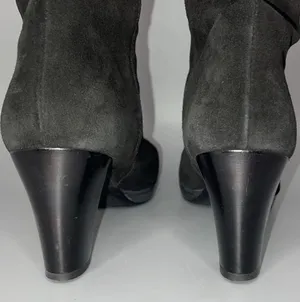 Vtg La Canadienne Tall Suede Heeled Boots Womens 9.5 Black Zip Classy Elegant Core thumbnail 7