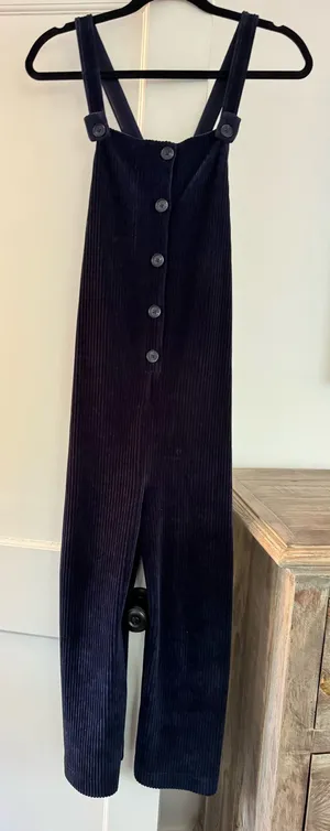 Madewell Corduroy Overalls Wide-Leg Texture & Thread Velour Deep Navy Blue thumbnail 1