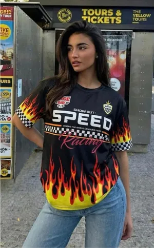NEW Jersey Shirts Racing Shirt Race Car Graphic Tees Y2K Medium thumbnail 1
