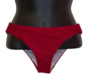 NWT‎ Red Ribbed Bikini Bottoms Women’s Small High Cut Swim Bottom thumbnail 1