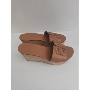 Tory Burch ines brown leather Wedge platform Slide Sandals Women’s Size 6-1/2M thumbnail 5