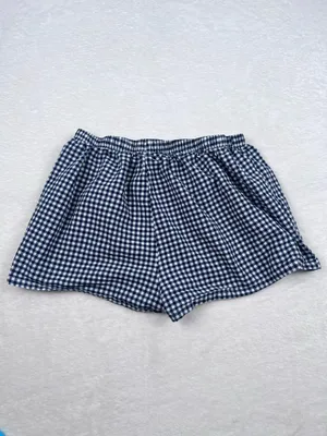 Women’s Gingham Boxer Shorts Navy White Elastic Waist Size XL thumbnail 3