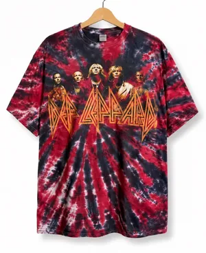 Def Leppard Unisex Tee Sz Small Medium Red Blue‎ Tie Dye Band Tee thumbnail 1