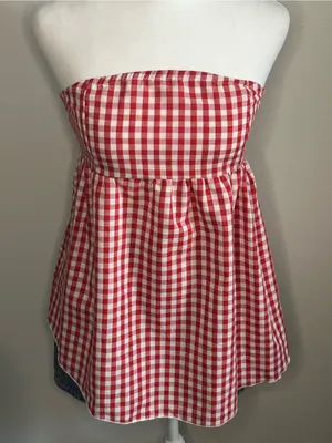 Strapless Red Gingham Tunic Top thumbnail 1